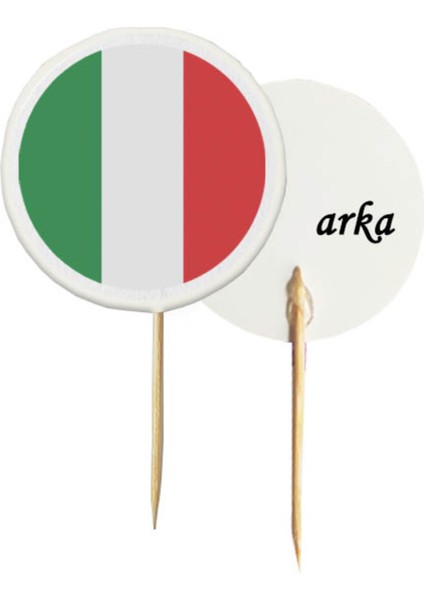 Beyhan Bayhan 20 Adet Dekoratif Italya Bayrağı Baskılı Kürdan 6,5 cm