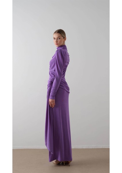 Dökümlü Örme Elbise Lila fiyatları