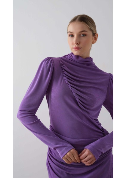 Dökümlü Örme Elbise Lila fırsatları