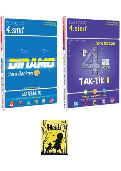 4. Sınıf Taktikli Soru Bankası ve 4. Sınıf Matematik Dinamo Soru Bankası ile Heidi Okuma Kitabı