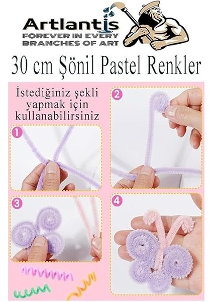 Pastel Renkler 30 cm 25 Li 1 Paket Pastel Renkli Tüylü Tel Peluş Tel 30 cm Elişi Okul Projeleri Süsleme fırsatları