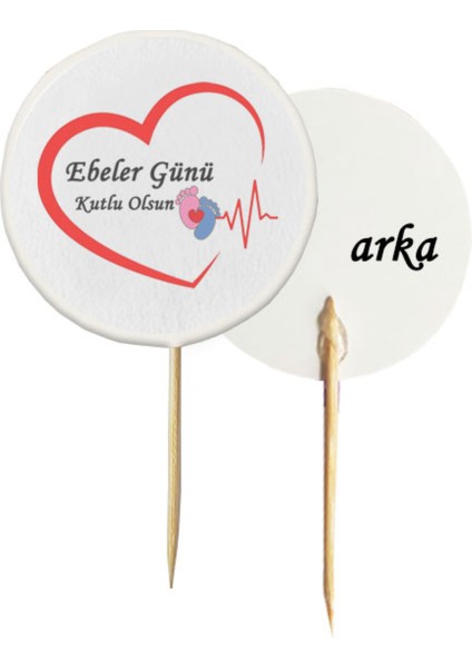 20 Adet Ebeler Günü Kutlu Olsun Baskılı Kokteyl Kürdanı 6,5 cm -1