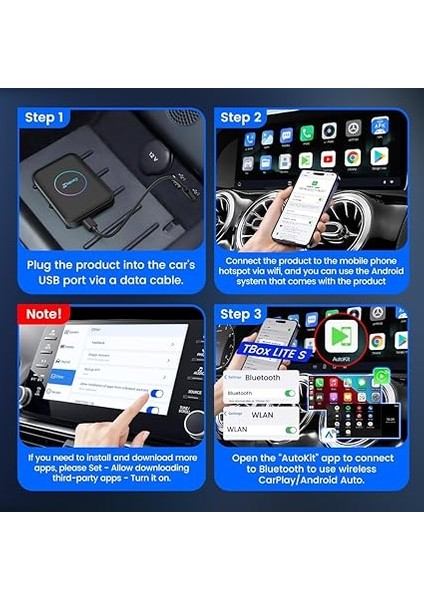 Mını Aı Box Kablosuz Carplay/android Auto，android Sürüm 11.0, 3+32G Bellek，fabrika Kablolu Carplay'li Otomobiller Için，youtube, Netflix Desteği，çift Bluetooth modelleri