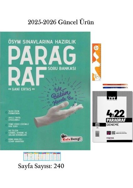 Kafadengi Yks Tyt Paragraf Soru Bankası + 4 Adet 22 Soruluk Paragraf Denemesi ve 2 Adet Tükenmez K.