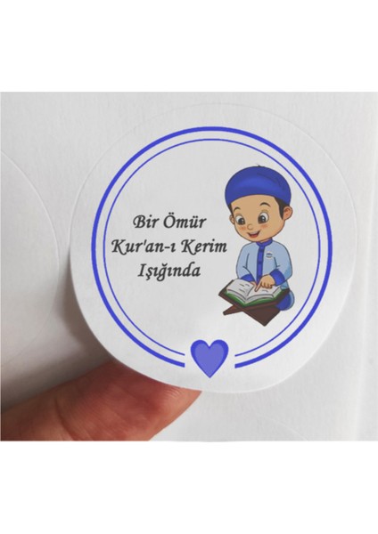 48 Adet 4 cm Mavi Bir Ömür Kur'an-I Kerim Işığında Baskılı Mat Etiket Sticker