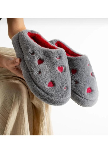 Kadın Peluş Kalpli 3lü Set Evterliği Misafir Bohça Çeyiz Terlik modelleri