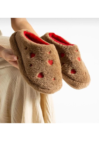 Kadın Peluş Kalpli 3lü Set Evterliği Misafir Bohça Çeyiz Terlik fırsatları