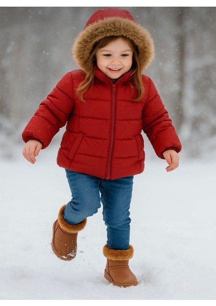 Su ve Soğuk Geçirmez Kısa Boy Yeni Moda Renkli Kız Çocuk Yağmur Botu
