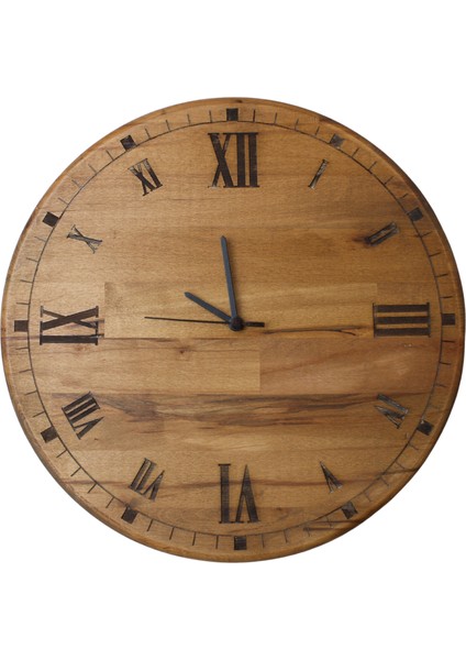 Sessiz Mekanizmalı Ahşap Duvar Saati - 42 cm - Romen Rakamlı