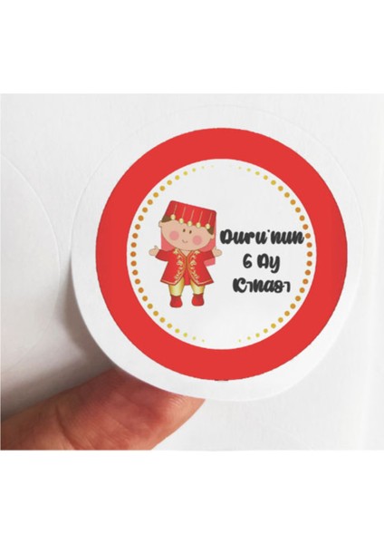 Beyhan Bayhan 48 Adet 4 cm Kişiye Özel 6 Ay Kınası Baskılı Mat Etiket Sticker 2