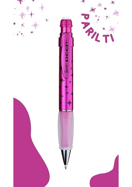 Deep Mekanik Kurşun Kalem 0.7 mm Metalik Pembe Pırıltı Deseni fiyatları