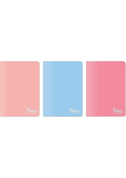 Colors A4 80 Yaprak Çizgili Defter 3'lü Paket, Somon, Pembe, Mavi