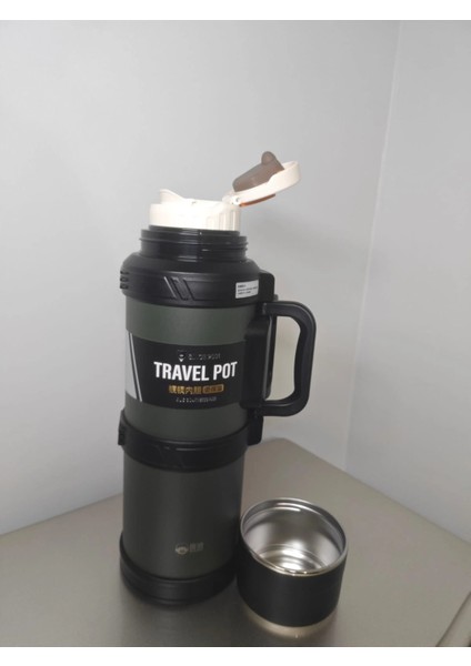 Travel Vacuum Pot 2,5 Litre Dağcı Termos Yeşil Siyah Renk fırsatları