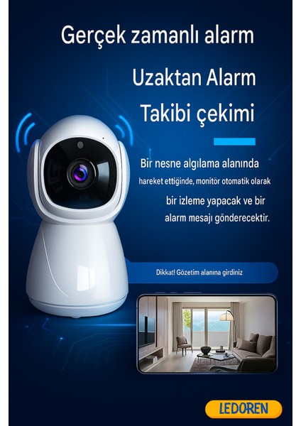 5g Gece Görüşlü 360 Derece LED Işık 1080P Wifi Kamera Kablosuz Panoramik Ev Güvenlik Kamerası modelleri
