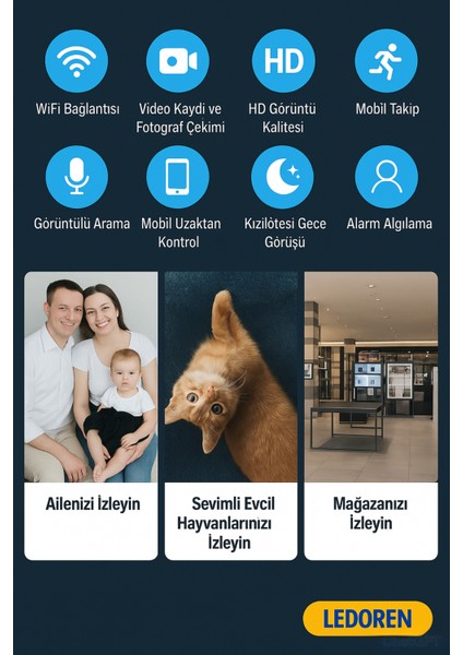 5g Gece Görüşlü 360 Derece LED Işık 1080P Wifi Kamera Kablosuz Panoramik Ev Güvenlik Kamerası fırsatları