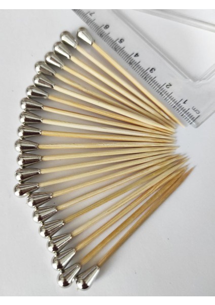 100 Adet Dekoratif Gümüş Mini Damla Inci Boncuklu Pasta Kürdanı 6,5 cm - Boncuk 8 mm fiyatları