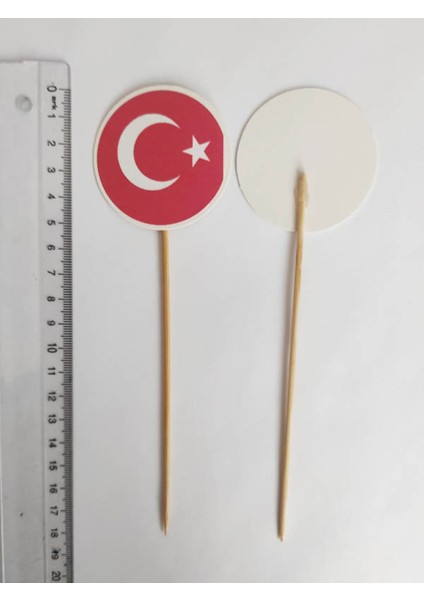 15 cm Uzun Kürdan - 20 Adet Dekoratif Ay Yıldız Baskılı Kürdan Açık Kırmızı fiyatları
