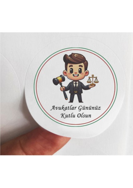 Beyhan Bayhan 48 Adet 4 cm Avukatlar Gününüz Kutlu Olsun Mat Baskılı Etiket Sticker -1