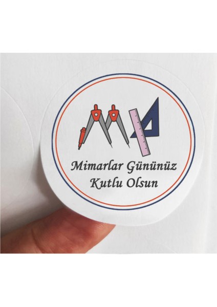 48 Adet 4 cm Mimarlar Gününüz Kutlu Olsun Mat Baskılı Etiket Sticker -1