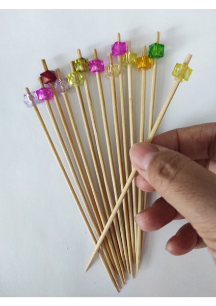 15 cm Uzun Kürdan - 30 Adet Dekoratif Renkli Küp Boncuklu Kokteyl Karıştırıcı fiyatları