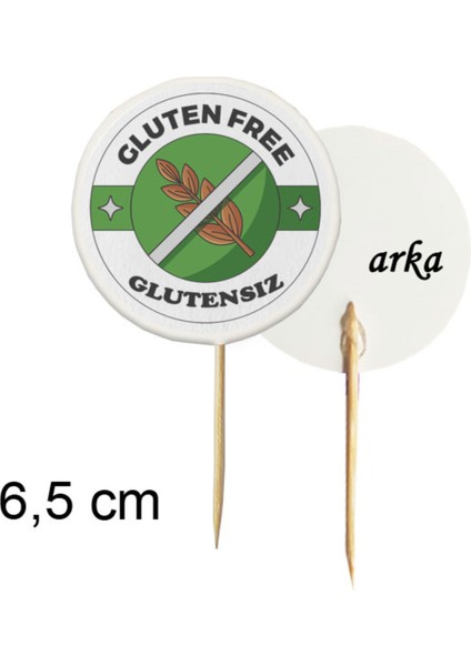 20 Adet Gluten Free Glutensiz Baskılı Bayraklı Kürdan 6,5 cm