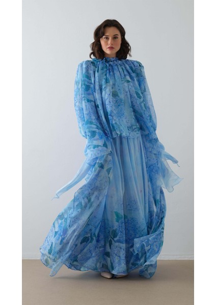 Çiçek Desenli Pantolon Takım Mavi fiyatları