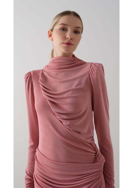 Dökümlü Örme Elbise Pudra fırsatları