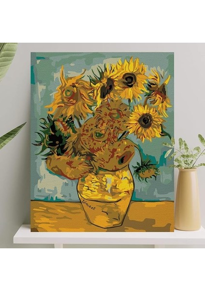 Hobi Sanat Sayılarla Boyama Tuval Seti Fırça Boya Dahil (Çıtalı) 40X50 cm - Ayçiçekleri