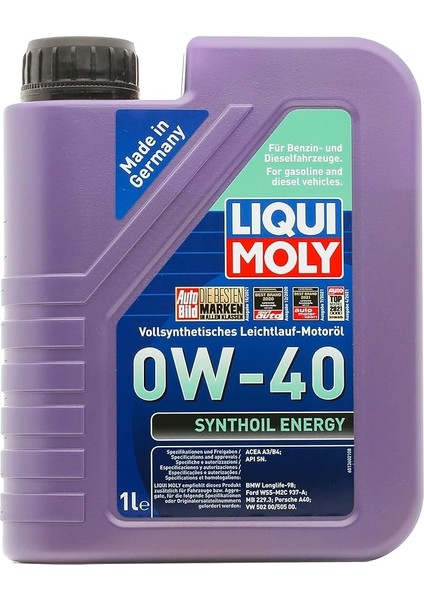 Moly Sentetik Yağ Energy 0W-40 1 Litre Otomotiv Bakım Ürünü