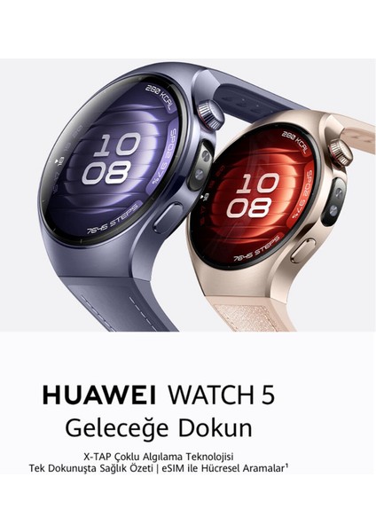 Huaweı Watch 5 42MM Akıllı Saat Bej +Huawei Watch Fit New Akıllı Saat Siyah Hediye