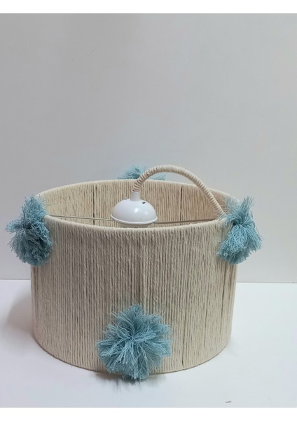 Ekru Makrome Ip Sargılı Gül Kurusu Pempe Ponponlu Kız Bebek ve Çocuk Odası Tasarım Sarkıt Avize fiyatları