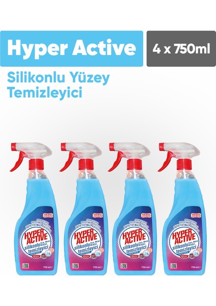 Hyper Active Silikonlu Yüzey Temizleyici 750 Ml- 4`lü Paket