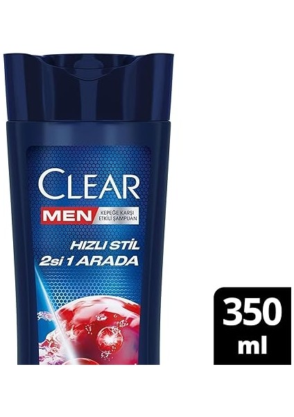 Men Kepeğe Karşı Etkili Şampuan Hızlı Stil 2'si 1 Arada Kolay Şekil Alan Saçlar 350 ml Mavi modelleri