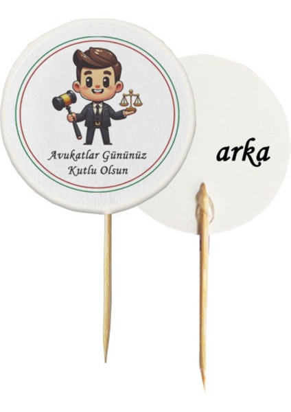 20 Adet Dekoratif Avukatlar Gününüz Kutlu Olsun Baskılı Kürdanı 6,5 Cm-1