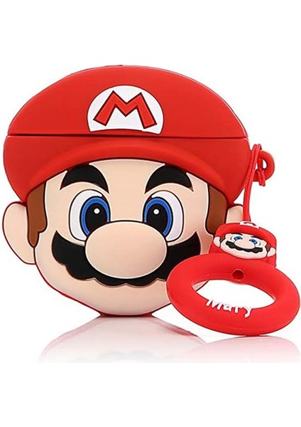 Airpods 4.nesil ile Uyumlu Kılıf Karikatür Super Mario Figürlü Tasarım Sevimli Figürlü Silikon Kılıf