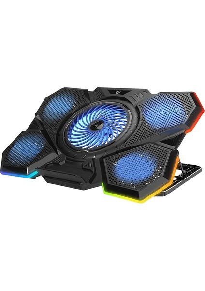 Rampage Bellatrıx Siyah 5 Fan 2 USB Rgb Işıklı 15-17 Yüksek Performans Profesyonel Notebook Soğutucu Stand