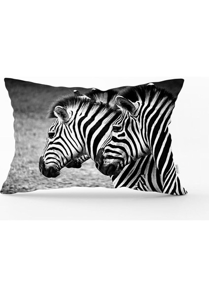 Modern Zebra Desen Dijital Baskılı Dikdörtgen Yastık Kırlent Kılıfı