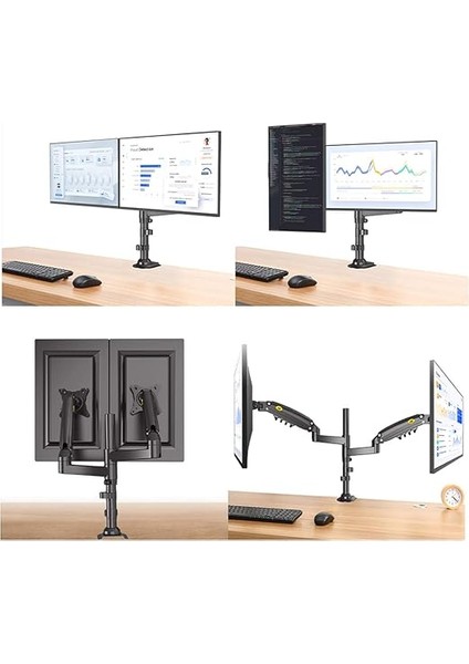 North Bayou Çift Monitör Kol Monitör Standı Masa Montaj Yüksekliği Ayarlanabilir 17 Ila 27 Inç Bilgisayar Ekranı Için Vesa Braketi - C Kelepçeli Her Monitör Için 20 Lbs'ye Kadar Tutar, Gromet Taban fiyatları