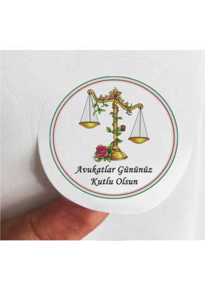 24 Adet 4 cm Avukatlar Gününüz Kutlu Olsun Baskılı Mat Etiket Sticker -3