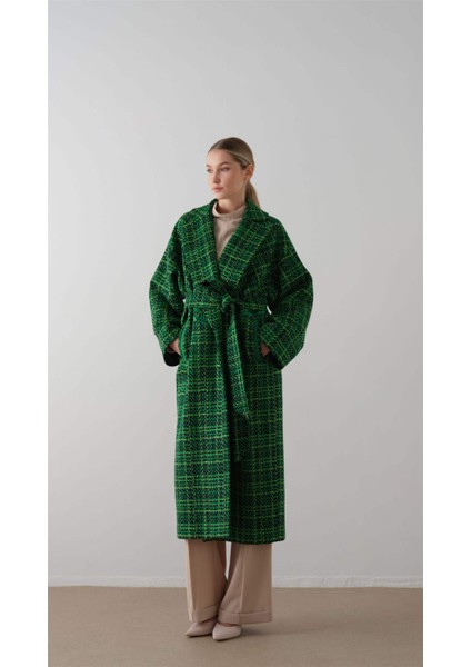 Oversize Ekose Kaban Yeşil