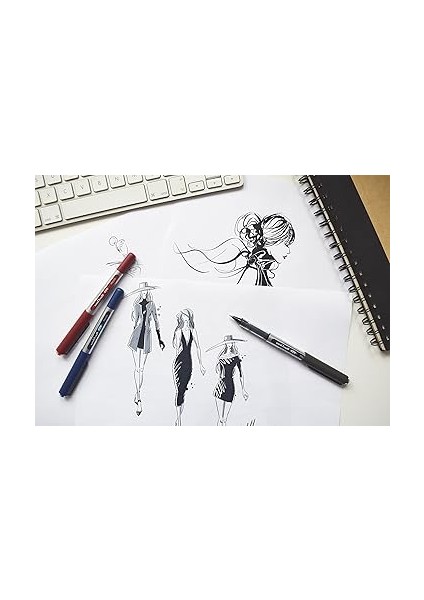 UB150 Eye Tükenmez Kalem Mikro 0,5 mm Uç 0,2 mm Çizgi Genişliği 12 Adet, Siyah indirimleri