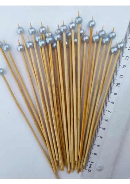 15 cm Uzun Kürdan - 30 Adet Dekoratif Bebe Mavisi Inci Boncuklu Kokteyl Kürdanı modelleri