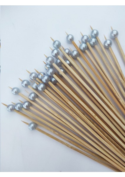 15 cm Uzun Kürdan - 30 Adet Dekoratif Bebe Mavisi Inci Boncuklu Kokteyl Kürdanı fırsatları