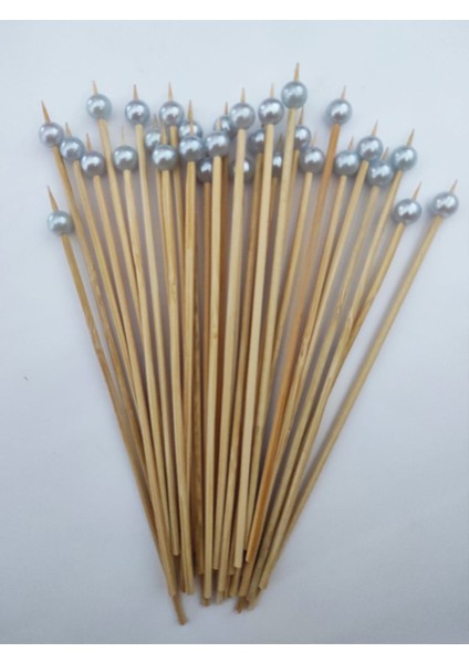 15 cm Uzun Kürdan - 30 Adet Dekoratif Bebe Mavisi Inci Boncuklu Kokteyl Kürdanı indirimleri