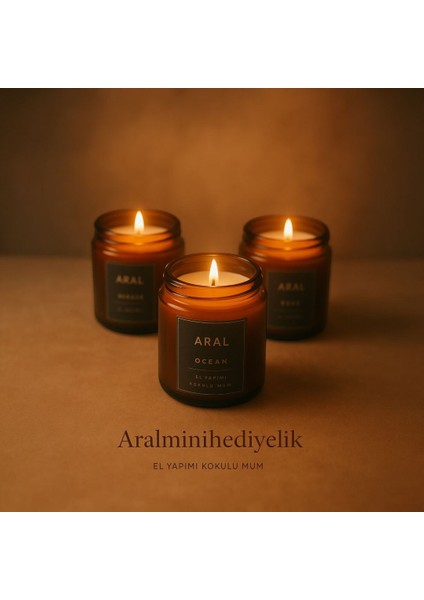 3'lü Set Kokulu Tasarım Mum Amber 100 ml Cam Kavanoz fiyatları