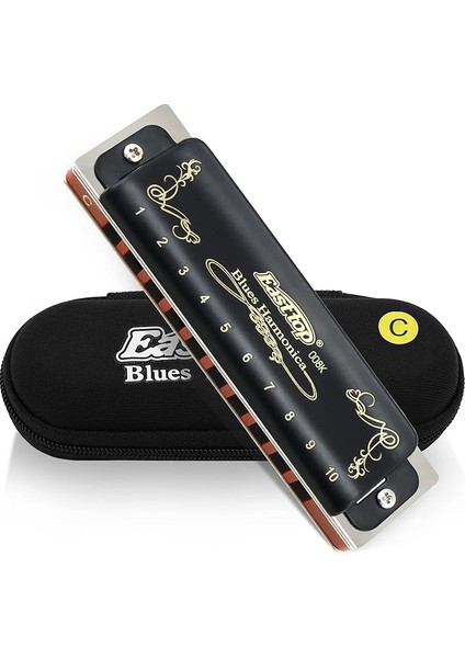 Top Diatonic Blues Harmonika C T008K 10 Delikli Harmonika Profesyonel Oyuncular, Yeni Başlayanlar, Öğrenciler, Yetişkinler, Çocuklar, Hediye Için