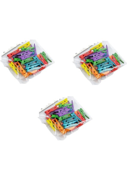 Ahşap Mandal, Renkli, 25 Mm. 30 Adetlik 3 Adet