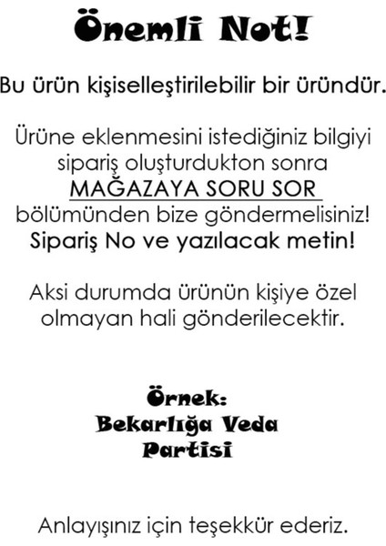 Beyhan Bayhan 15 cm Uzun Kürdan - 20 Adet Kişiye Özel Baskılı Bekarlığa Veda Pasta Kürdanı Bride To Be -1 fiyatları