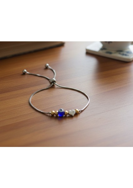 Nazar Boncuklu Mavi Kalp Asansörlü Bileklik fiyatları