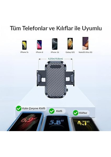 Vantuzlu Uzayan Cam ve Torpido Için Ayarlanabilir Araç Içi Telefon Tutucu indirimleri